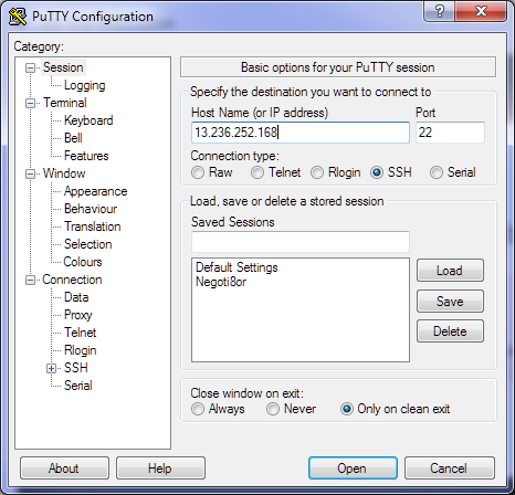 Putty - Filling IP address